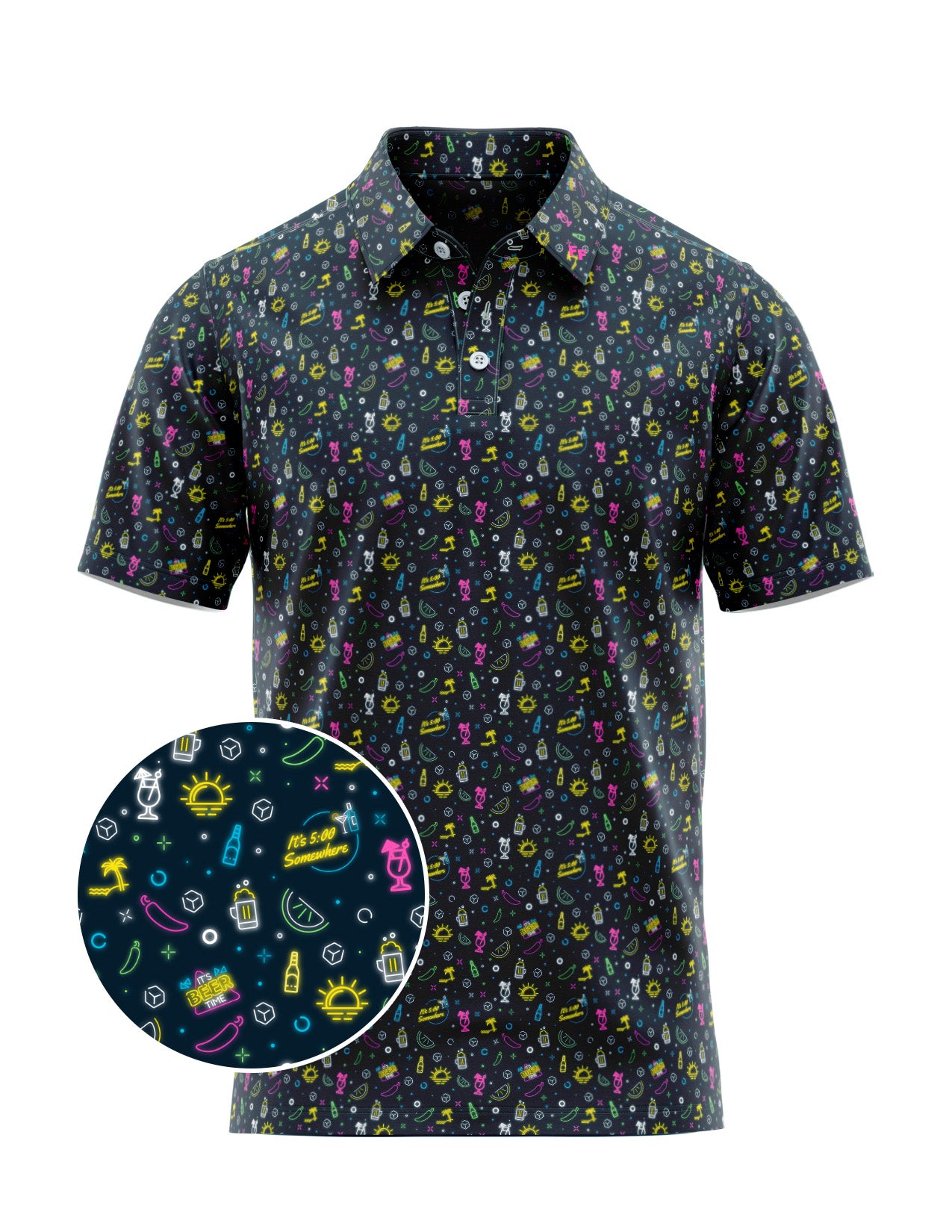 5 O'clock Somewhere Men's Polo | Happy Hour Shirt | Fore Fathers