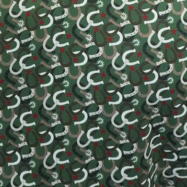 Horseshoe Green polo fabric design