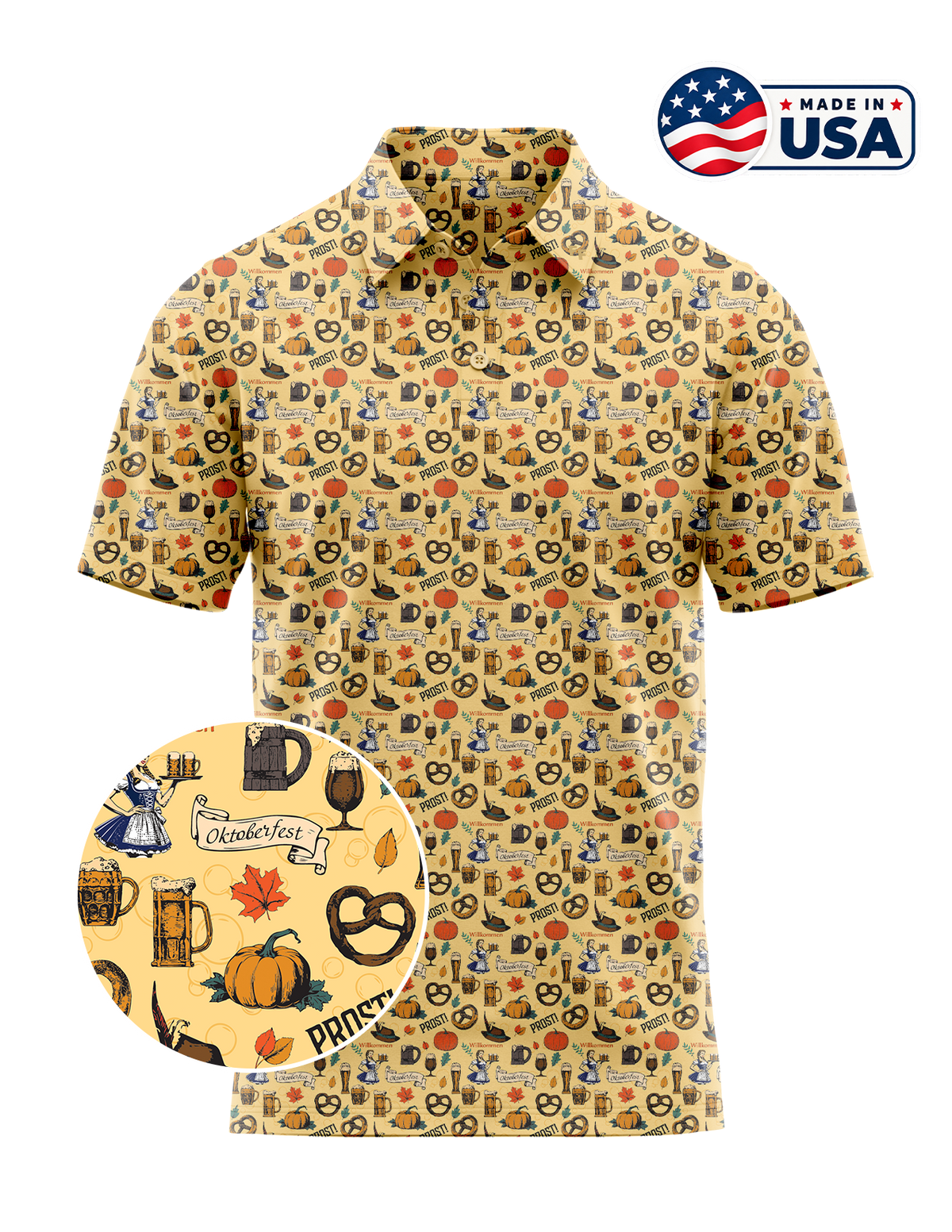 The Biergarten Polo fabric print